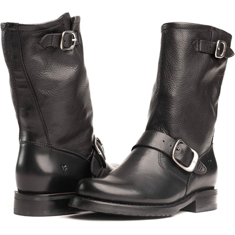 Frye Black Leather Combat Boots